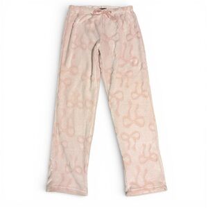 Weekending Pajama Pants Womens Small Pink Bows Loungewear Fleece Soft Cozy New